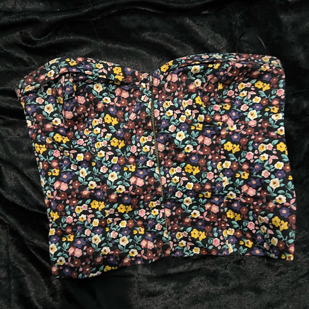 Talula from Aritizia floral cropped bustier with front zip